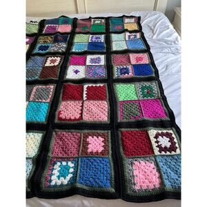 Crocheted HANDMADE Chunky Knit Blanket Large Grannycore Cottagecore